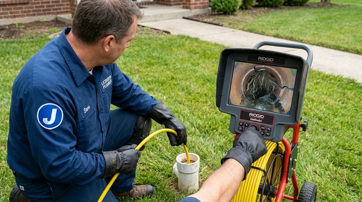 Sewer camera inspection being performed by Johns Plumbing LLC in Follansbee